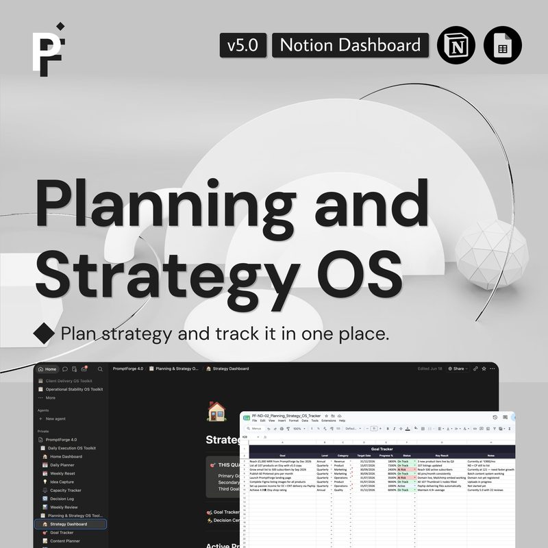 Strategic Planning Prompts Notion Workspace Goal Tracker and Roadmap
