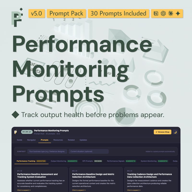 Performance Monitoring Prompts for Output Tracking and System Health