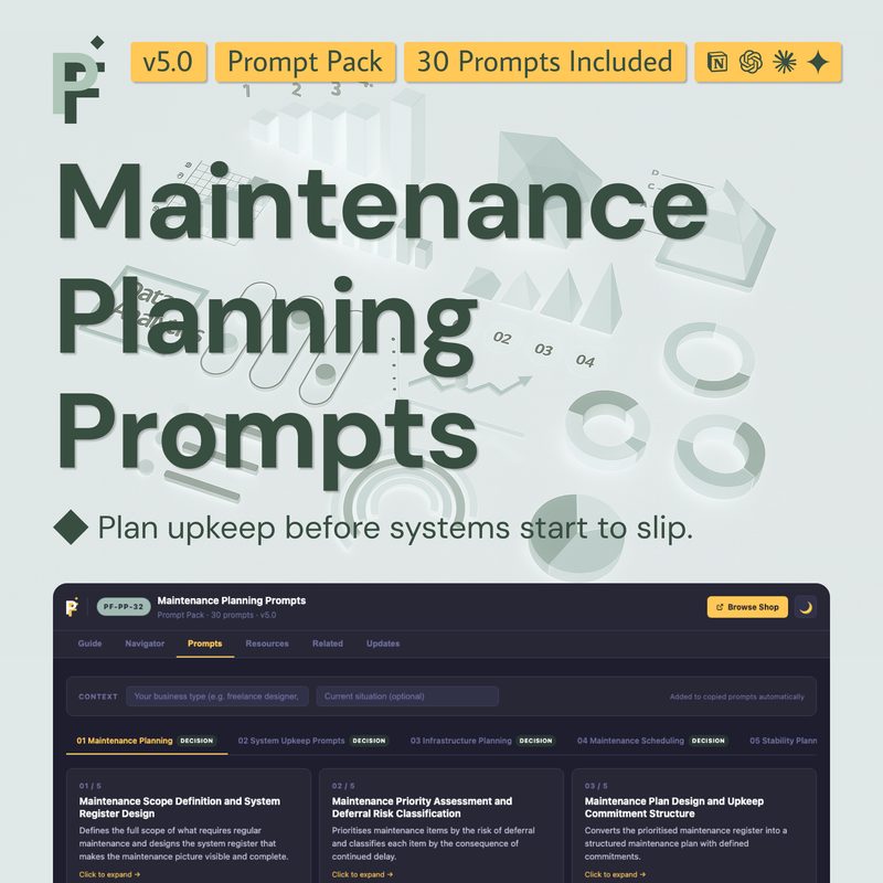 Maintenance Planning Prompts for Proactive Upkeep and System Health